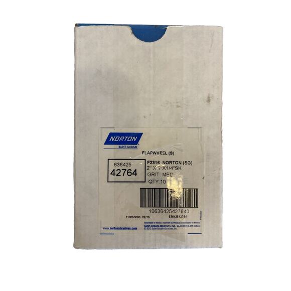 Norton Flapwheel 2 x 1 x 1/4 SK 636425 42764 Medium Grit Small Diameter 9 Count - Picture 4 of 4